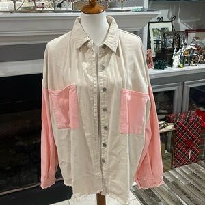 Denim beige and pink jacket!